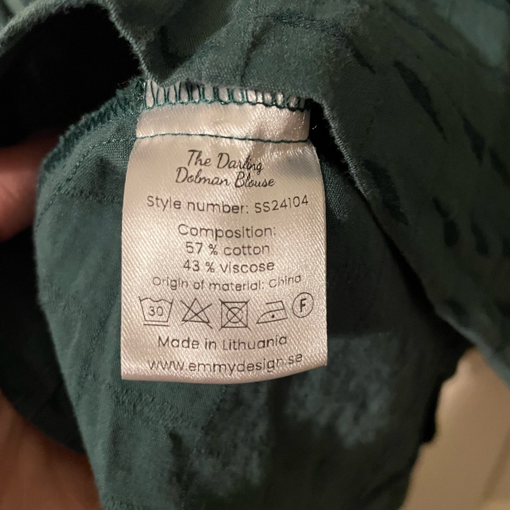 Emmy Design Size 42 Darling Dolma Blouse Green Feather - Picture 5 of 8